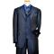 Extrema Black / Metallic Royal Blue Pinstripes Super 120's Wool Vested Suit T69002 / 25